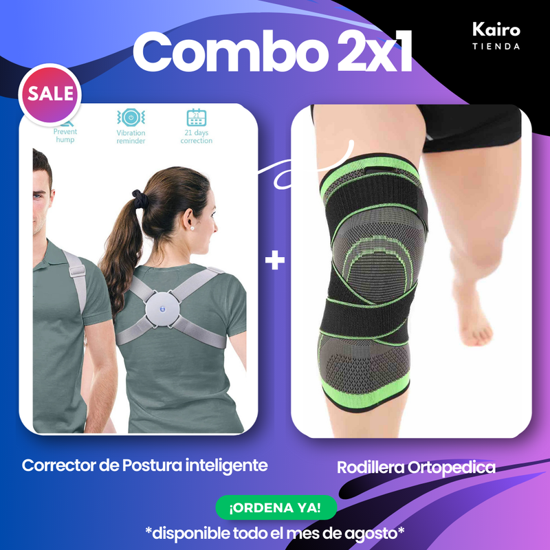Combo Corrector de Postura Inteligente y Rodillera Ortopédica de Comprensión